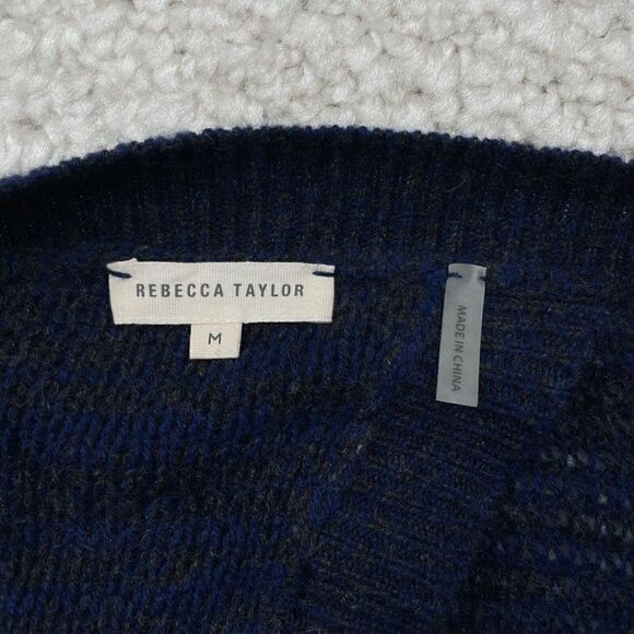 Rebecca Taylor Cashmere Blue Knit Sweater Open Back FLAWS - Picture 4 of 8